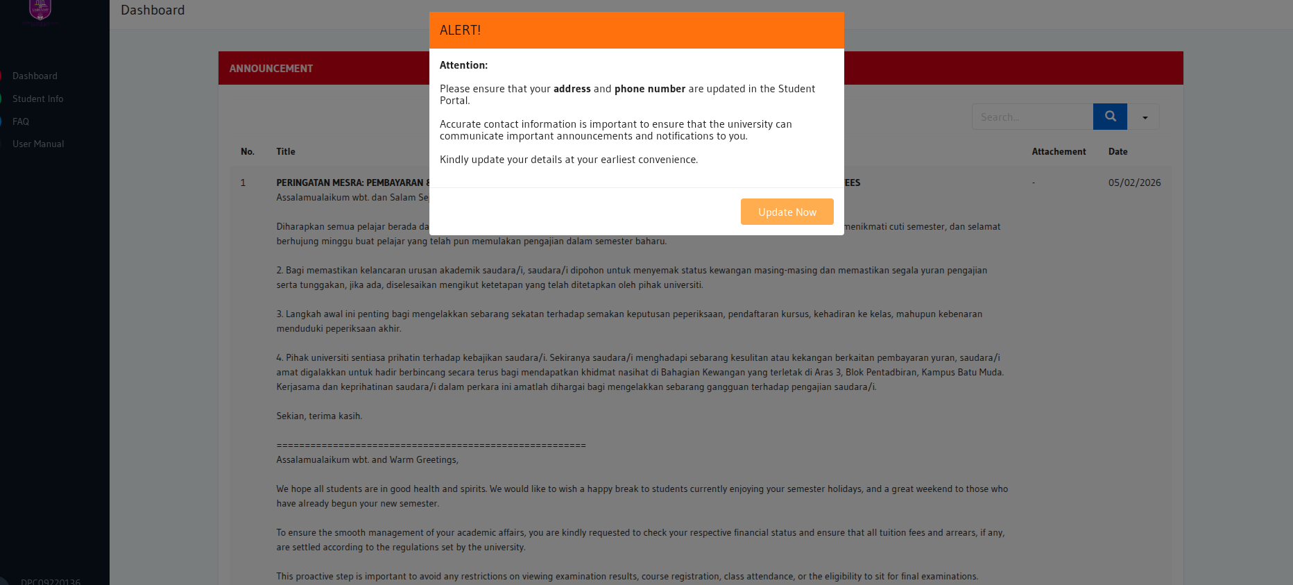 PICOMS Dashboard